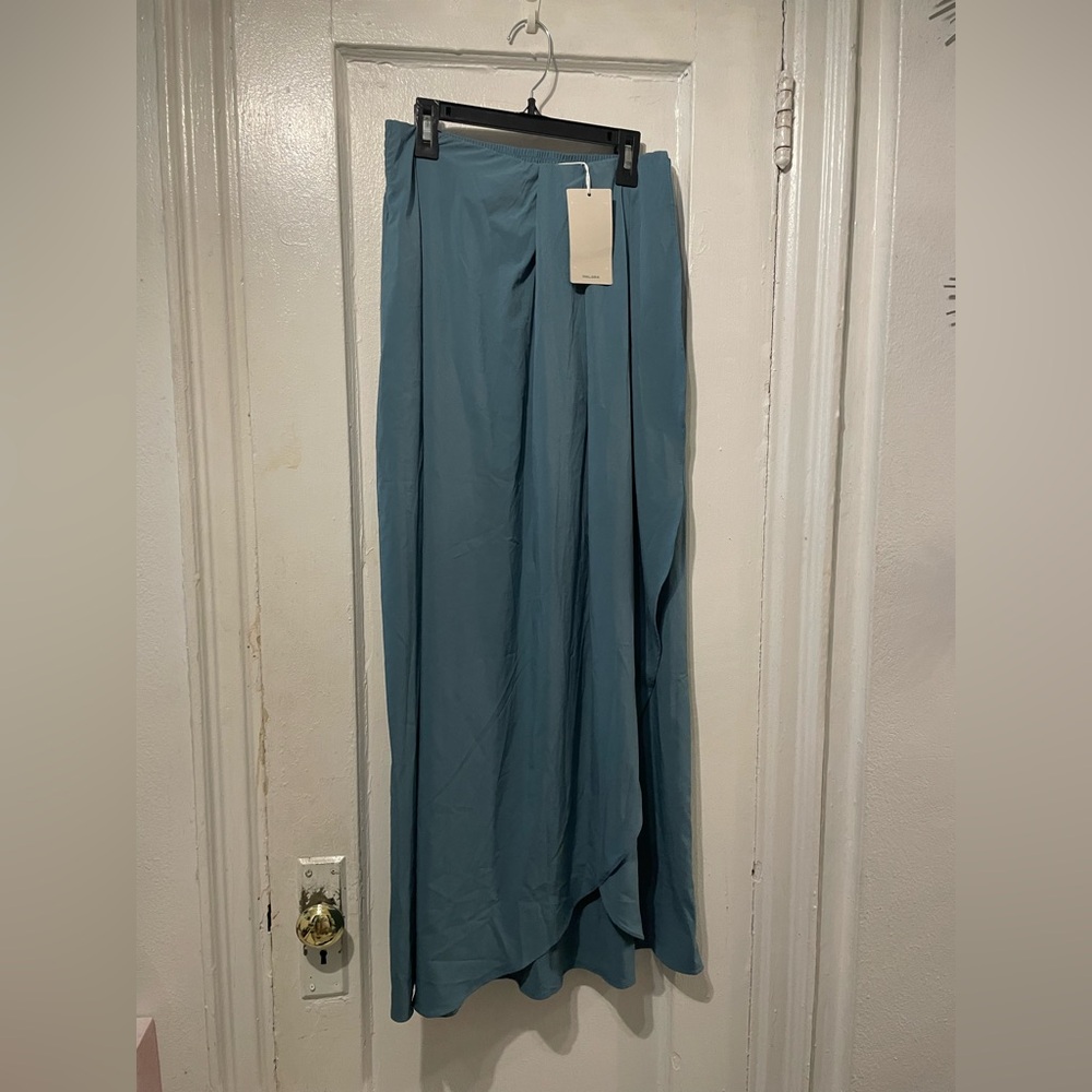 HALARA Dusty Blue Wrap-Style Maxi Skirt